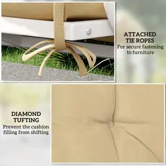 Outsunny Two-Seater Bench Cushion - Khaki - 6