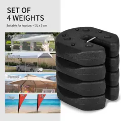 Outsunny Total 12KG Gazebo Weights Set of 4, Weights for Gazebo Legs with Reinforce Pins and Carry Belt, for Canopies Tents - 4