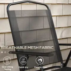 Outsunny Three-Piece Garden Seat Set, with Glass-Top Table - Black - 6