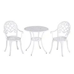 Outsunny Three-Piece Elegant Aluminium Garden Set - White - 1