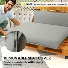 Outsunny Two Piece Seat Pallet and Back Cushions - Light Grey - 6