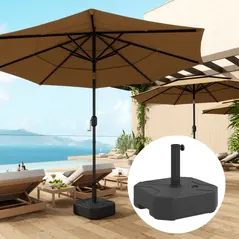 Outsunny Square Garden Parasol Base, Garden Umbrella Stand Heavy Duty Parasol Base, Filled Up to 25kg with Stand or 20kg with Water for for 38, 48 mm Poles, Black - 2