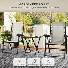 Outsunny Three-Piece Garden Table and Chair Set - Cream White - 4