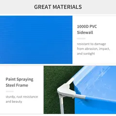 Outsunny Steel Frame Pool with Filter Pump, Filter Cartridge, Reinforced Sidewalls Rust Resistant Above Ground Swimming Pool 292 x 190 x 75cm, Blue - 5