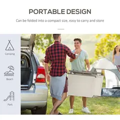 Outsunny Sun Lounger Steel Frame Outdoor Folding Chaise Texteline Lounge Chair Recliner with Headrest & 7 Levels Adjustable Backrest, Cream White - 6