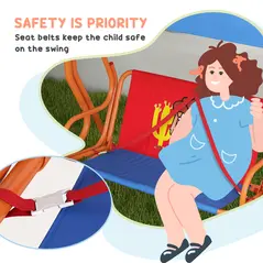 Outsunny Two Seater Kids Garden Swing, Cowboy Themed kids Swing Chair with Adjustable Canopy, Safety Belts for Outdoor Use - 7