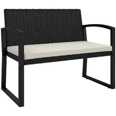 Outsunny Two-Seater Rattan Garden Bench - Beige - 1