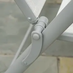 Outsunny Sun Lounger Steel Frame Outdoor Folding Chaise Texteline Lounge Chair Recliner with Headrest & 7 Levels Adjustable Backrest, Cream White - 9