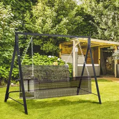 Outsunny Steel Frame Multi-Swing Seat Frame - Black - 2