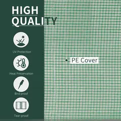 Outsunny Tunnel Greenhouse Green Grow House for Garden Outdoor, Steel Frame, PE Cover, Green, 200 x 100 x 80cm - 4