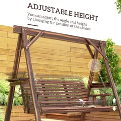 Outsunny Three-Seater Wooden Swing Bench - 6