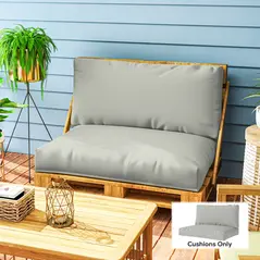 Outsunny Two Piece Seat Pallet and Back Cushions - Light Grey - 2