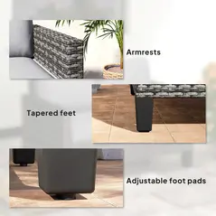 Outsunny Two-Seater Rattan Outdoor Sofa - Dark Grey - 7