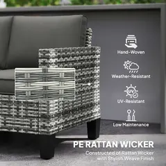 Outsunny Two-Seater Rattan Outdoor Sofa - Light Grey - 5