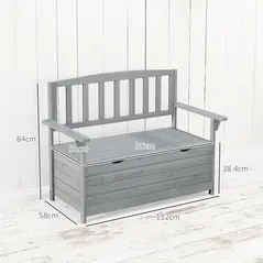 Outsunny Two-Seater Garden Storage Bench - Grey - 3