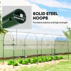 Outsunny Tunnel Tomato Greenhouse with 4 Hoops and Top Tap, Pointed Bottom and Guy Ropes, 400 x 123 x 171 cm, Clear - 5
