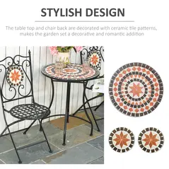 Outsunny Three-Piece Mosaic Bistro Table Set - Multicoloured - 5