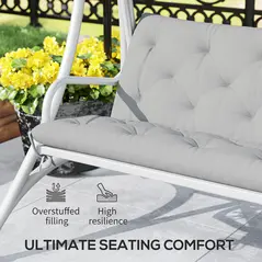 Outsunny Three-Seater Bench Cushion - Light Grey - 5