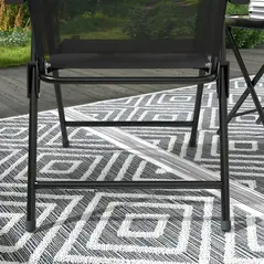 Outsunny Three-Piece Garden Seat Set, with Glass-Top Table - Black - 9