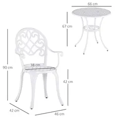 Outsunny Three-Piece Elegant Aluminium Garden Set - White - 3