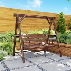 Outsunny Three-Seater Wooden Swing Bench - 8