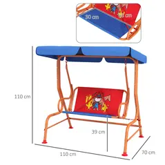 Outsunny Two Seater Kids Garden Swing, Cowboy Themed kids Swing Chair with Adjustable Canopy, Safety Belts for Outdoor Use - 3