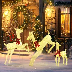 Outsunny Three-Piece LED Light Reindeer Christmas Decoration - 2