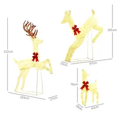Outsunny Three-Piece LED Light Reindeer Christmas Decoration - 3