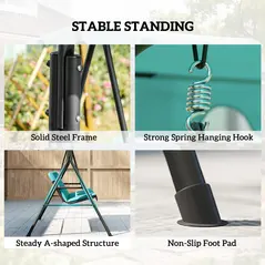 Outsunny Three-Seater Garden Swing Chair, with Adjustable Canopy - Blue - 5