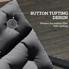 Outsunny Sun Lounger Cushions Only, 190x56x10cm Garden Lounge Chair Cushions, UPF20+ 220gsm Fabric, Thick Sunbed Replacement Pads with 6 Ties, Dark Grey - 6