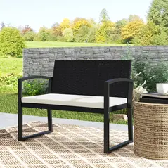 Outsunny Two-Seater Rattan Garden Bench - Beige - 8