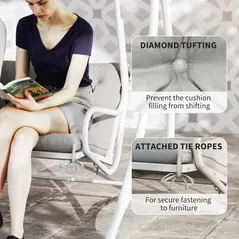 Outsunny Three-Seater Bench Cushion - Light Grey - 6