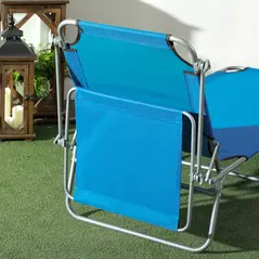 Outsunny Sun Lounger, with Adjustable Face Canopy - Bright Blue - 7