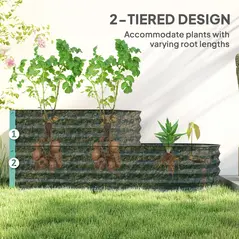 Outsunny Two-Tier Galvanised Steel Garden Planter - Dark Green - 4