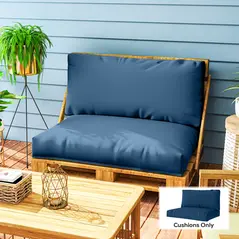 Outsunny Two Piece Seat Pallet and Back Cushions - Navy Blue - 2