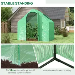 Outsunny Walk In Tomato Greenhouse Garden Outdoor Mini Greenhouse Flower Planter Steel Frame with Zipped Door & Window, PE Cover, 180 x 100 x 168CM, Green - 6