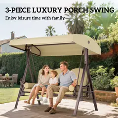 Outsunny Three-Seater Garden Swing Chair - Brown - 7