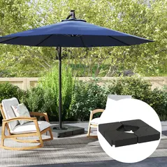 Outsunny Umbrella Weights for Cantilever Parasols, Set of 4 Heavy Duty Parasol Base Weights, 64kg Sand or 55kg Water Filled, Black - 2