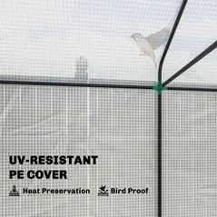 Outsunny Walk-in Greenhouse, Outdoor Tomato Greenhouse with Roll-up Door and Mesh Windows, PE Cover, 200 x 140 x 200cm, White - 4
