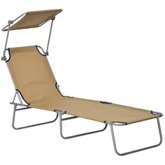 Outsunny Sun Lounger, with Adjustable Face Canopy - Brown - 1
