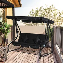 Outsunny Three-Seater Garden Swing Bed - Black - 2