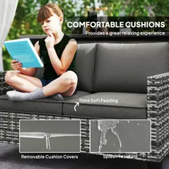 Outsunny Two-Seater Rattan Outdoor Sofa - Light Grey - 6