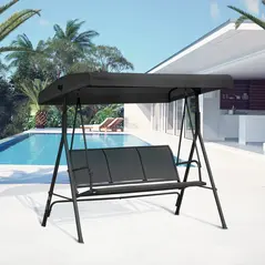 Outsunny Three-Seater Garden Swing Chair, with Canopy - Black - 2