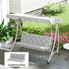 Outsunny Three-Seater Bench Cushion - Light Grey - 2