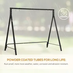 Outsunny Steel Frame Multi-Swing Seat Frame - Black - 6