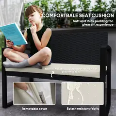 Outsunny Two-Seater Rattan Garden Bench - Beige - 6