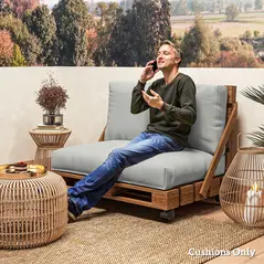 Outsunny Two Piece Seat Pallet and Back Cushions - Light Grey - 7