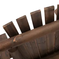 Outsunny Wood Patio Chair Bench 2 Seats Jack and Jill Seat w/ Center Coffee Table, Garden Bench, Carbonized - 9