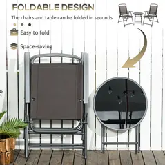 Outsunny Three-Piece Garden Seat Set, with Glass-Top Table - Dark Grey - 4