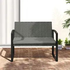 Outsunny Two-Seater Rattan Garden Bench - Light Grey - 8